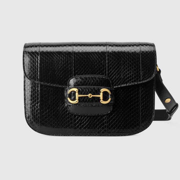 Gucci Horsebit 1955 Shoulder Bag Black Snakeskin